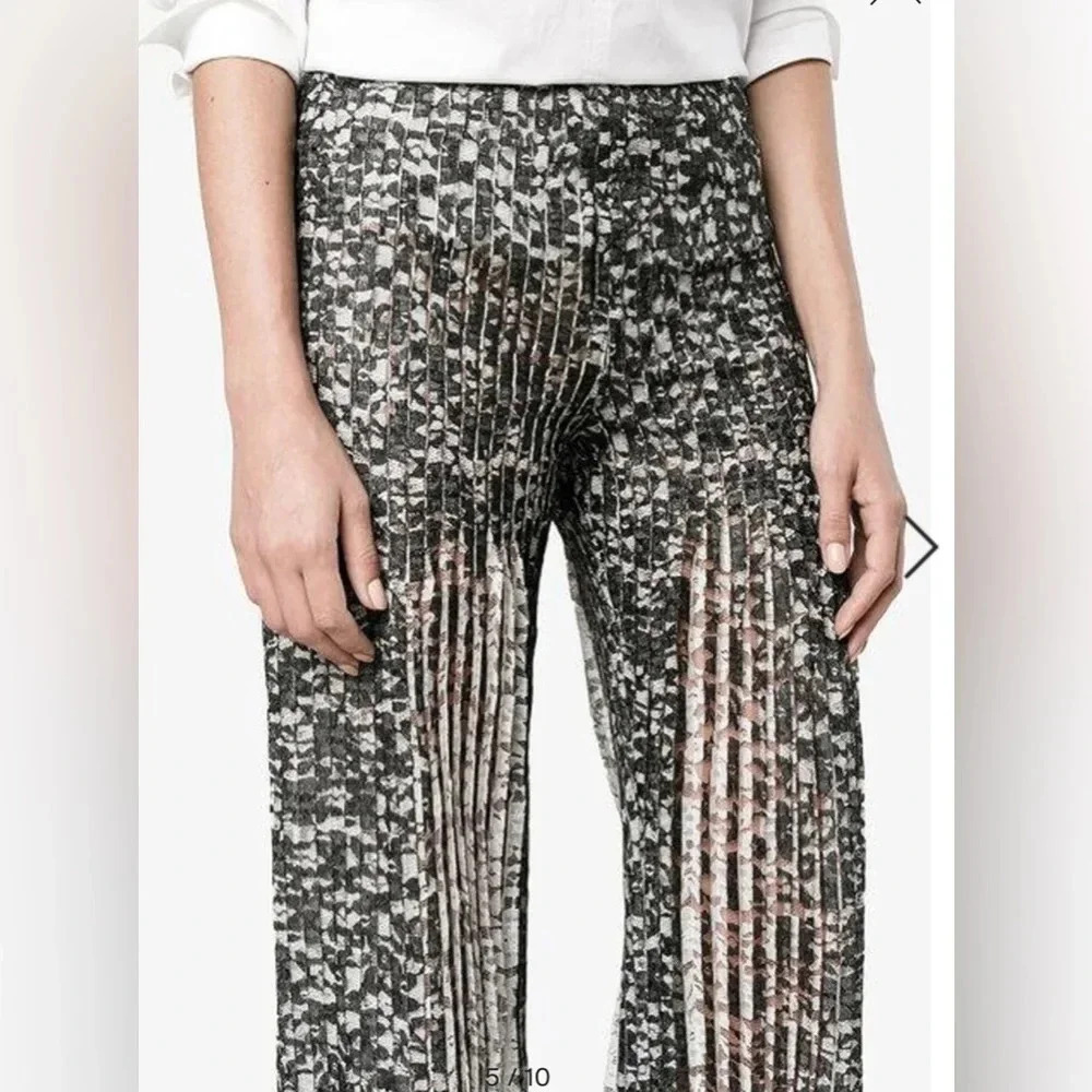 ! Huishan Zhang Pleated Lace Trousers In Black Sz 8 — image 5 of 8